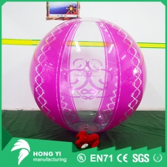Purple pattern print transparent inflatable beach ball