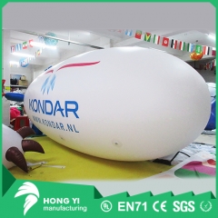 Giant white inflatable airship blue tail