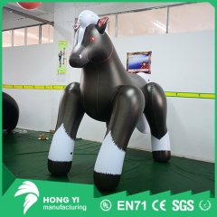 Giant PVC inflatable black cartoon horse can be used for advertising and decoration