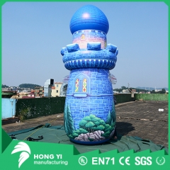 PVC Inflatable Blue HD Pattern Print Inflatable Cartoon Castle Model