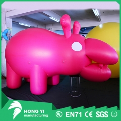 Giant inflatable pink cartoon hippo used for decoration exhibition