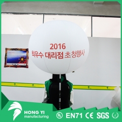 Korean advertising printing white inflatable LED light backpack ball
