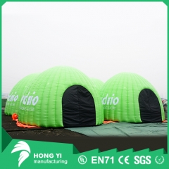 Outdoor giant green inflatable connection tent for outdoor event parties