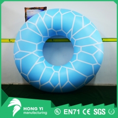 Production of large aquatic products blue pattern PVC inflatable swimming ring